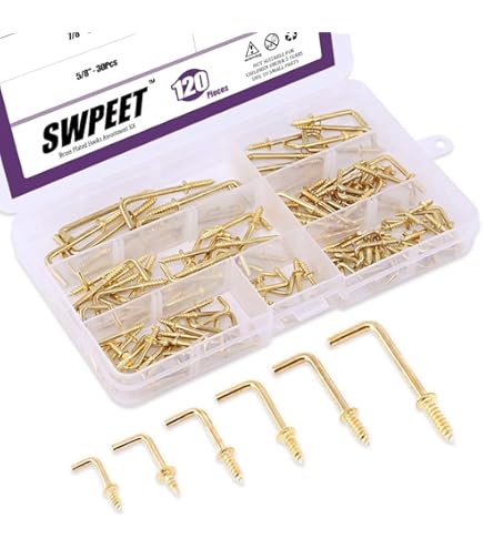 SS8® L Hook Screws 50mm (Pack Of 20) Square Hooks Metal Screw In Heavy Duty Dresser Cup Hooks Hanging Cups, Keys, Traction Ropes, Picture For Indoor And Outdoor Hanging
