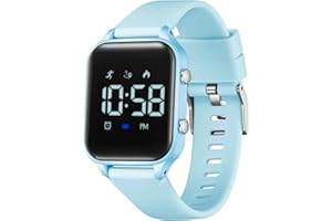 Timever orologio digitale bambina bambini con contapassi,sveglia,cronometro,luce,data-orologio per ragazzi e ragazze senza app e telefono con cinturino in silicone