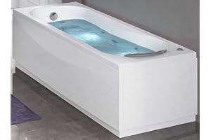 Vasca Bagno Idromassaggio Pneumatico Rettangolare Novellini Calypso Eco 170x70xH55 cm 170 LT Colonna 1 Pannello Frontale 1 Laterale Reversibili Idro Telaio Rinforzato Acrilico Bianco Lucido