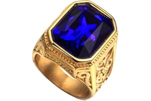 PAURO Homme Bague de Mariage en Zircone Cubique avec Une Grosse Pierre