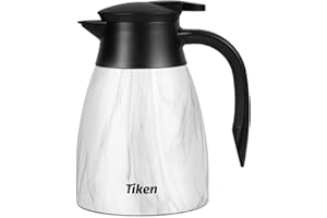 Tiken 1L Caraffa Termica per il Caffè da, Brocca Isolante in Acciaio Inossidabile per il Caffè, Tè e altre Bevande Calde e Fredde