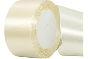 POPOYU Ruban de Satin Blanc Ivoire 50mmx23m,Ruban Boite Gateau Ruban Blanc Ivoire Satin pour Cadeau Emballage,Ruban Tissu pour Noel Cérémonie Mariage Artisanat Décoration,Bouquet Voitures,Anniversaire