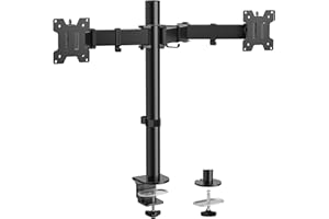 HUANUO Dual Monitor Arm Desk Mount for 13-32'' Screens, Heavy-Duty Steel Adjustable Arm to 8kg per Arm, Adjustable Height, Tilt, Swivel, Rotation, C-Clamp & Grommet Base, VESA 75/100mm