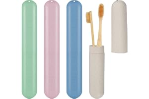 WOLEEUP Toothbrush Covers Holder Travel Case - 4 Pcs Travel Toothbrush Holder Portable Toothbrush Bag Storage Cover for Hiking Camping Business Trip Holiday