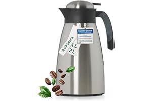 Blumtal Thermoskanne 2 Liter - BPA-freie Teekanne mit Quick Tip Verschluss - auslaufsichere Kaffeekanne Thermo für langanhaltende Isolation - Isolierkanne 2l - Thermoskanne 2l - Teekanne Thermo Silber