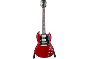 RENI GIFTS ACDC Miniature Guitar Replica - 25 cm Angus Young Miniature Guitar Model, Guitars Collectibles, Rock Music Gifts for Men - Red Cherry, Solid Mahogany Wood Guitar Ornament