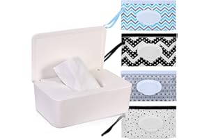 Umtiti Diaper Wipes Dispenser with Lid and Baby Wipes Dispenser Pouch/Wipes Bag, Wipes Tissue Case, Wipes Holder Keeps Wipes Fresh, Simple Style Wipes Container(WH+4A)