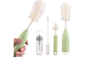 TURIUEBA Cepillo Limpia Biberones 3 en 1 Silicona Limpiar Bebe Botellas por Dentro Bottle Brush Lava Kit Juego Completo Limpieza con Cepillo Tetinas y CepilloPajitas Ideal para Biberones Tetinas y Sacaleches