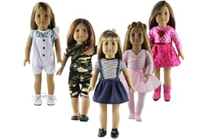 Lance Home Ropa de Muñeca, 5 Conjuntos Vestidos de Ropa de Verano de Moda para Muñecas de 18 Pulgadas Baby Born, Muñecas Recién Nacidas, Muñecas American Girl y Otras Muñecas de 18 Pulgadas