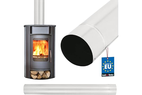 KOTARBAU® skorstensrör 1 m Ø 140 mm rökrör av stålplåt silver rostfritt avgasrör för eldstad effektiv förbränningsgas avledning skorsten kaminrör