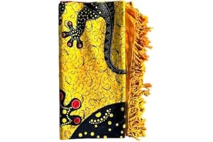 Seamar Telo Arredo Copritutto Grande Geko 210x230 cm 100% Cotone Copri divano Gran foulard con Frange Batik (Giallo)