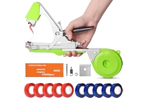 Soojook Pflanzenbinder Maschine, 50mm Bindezange für Pflanzen Tomaten Gurken, mit 10000 Stück Heftklammern 10 Rollen Klebeband SJ-8105G