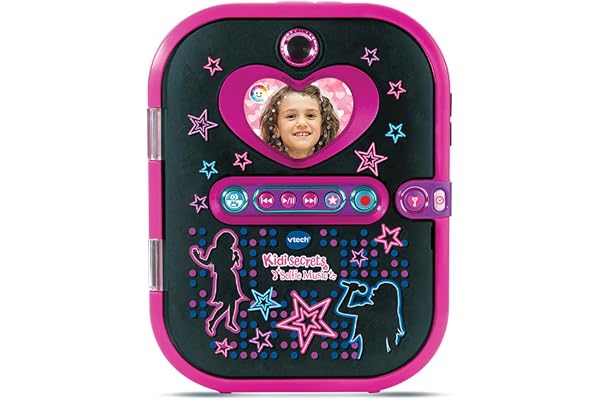 VTech - KidiSecrets Selfie Music Noir, Journal Intime Électronique 7 en 1 avec Reconnaissance Faciale, Appareil Photo et Vidéo, Jeux Éducatifs, Cadeau Enfant de 6 Ans à 12 Ans - Contenu en Français