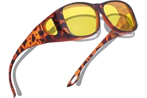 Myiaur Überzieh Lunettes de conduite de nuit pour femmes - Verres jaunes polarisés avec protection contre l'éblouissement - Idéales pour la conduite de nuit sous la pluie, le brouillard et la neige