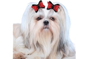My Art Bucket Pair Of Pets Tiktok Bow Clip For Dogs And Cats,Red-Black Color