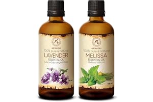AROMATIKA TRUST THE POWER OF NATURE Lavanda 100ml e Melissa 100ml - Lavandula Angustifolia - Melissa Indicum - Puro al 100% Naturale Oli Essenziali per Aromaterapici - Diffusore - Umidificatore - Cura de Pelle e Capelli - Buon Sonno