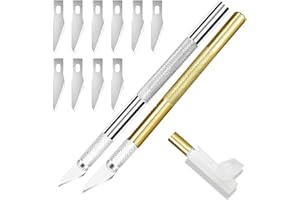 HAORQEE Precision Craft Knife Set With 2 Knives and 10 Spare Blades - Professional Exacto for Adult Carving, Hobby, Modeling and Art Projects