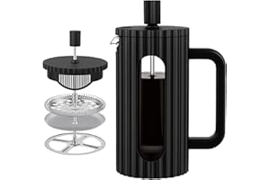 wedrink French Press Coffee Maker Cafetiere 350ml/12oz French Press Caffettiera Brewer Tea Maker with Heat Resistant Borosilicate Glass Stainless Steel Filter Black
