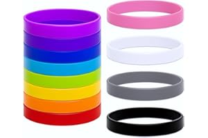 AJCOTAHM 12 Pieces Silicone Bracelets, Personalised Wristbands Colored Rubber Bracelets Solid Color Blank Wristbands Anti-Static Wristband Unisex for Games Party Favors Sports Teams Events