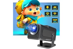 ALWTNIET Mini Proyector 4K Android 11, Full HD 1080P Nativo Proyector Portatil Auto Keystone 390 ANSI WiFi 6, BT5.0, Pantalla de 150'', Giro de 180 Grados Home Cinema movil