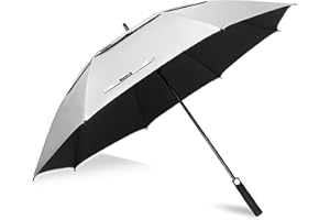 ZOMAKE UV Paraguas de Golf 157cm,Grande XXL Paraguas Golf UV Protección Automática Apertura,Umbrella Gigante de Sol Doble Toldo Para Hombre Mujer Familia(Plata Negro)