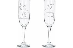 Always Looking Good Lot de 2 flûtes à champagne en cristal pour 15ème anniversaire de mariage (ALG)
