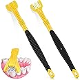 3 Sided Autism Toothbrush 3 Bristle Toothbrush Three Bristle Travel Toothbrush Wrap Around for Adult Kid Teeth Care Large Angle Soft Complete Teeth Gum-Care Deep Cleaning Each Tooth (Yellow and Black)