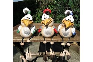 Youery 3pcs Hühner Deko Gartendeko Für Draußen Figuren, Keramik Huhn Tierfigur Gartenstecker Keramikfigur Handarbeit Ornament, Harz Gartenfiguren & Gartenstatuen Lustiges Gartendekorationen Für Außen