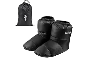 Tentock Calcetines de Plumón para Camping de Invierno, Unisex Zapatillas Térmicas Suave Calentadores de Pies Caliente para Tiendas/Saco de Dormir/Uso en Interiores(negro M)