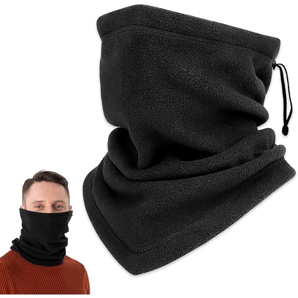 Foulard Hiver Extra Large Lawen Creative - Polaire Épaisse Coupe-Vent - Pour Cyclisme, Ski, Running - Noir Taille L