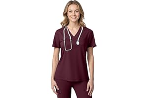 Anwrtuk Women's Medical Scrub Top, Healthcare Work Uniform, V-Neck Stretch Fleece, Wrinkle-Resistant Nursing Uniform for Hospital/Yoga/Daily Wear