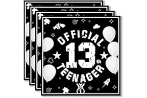 ParPix 20 Stück Servietten 13. Geburtstag Jungen Mädchen, 33x33cm Schwarz Weiß 13 Geburtstag Servietten, Deko 13 Geburtstags Teenager Papierservietten, Geburtstagsdeko 13 Jahre Papierservietten