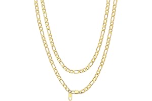 Bandmax Chaîne Collier Figaro pour Homme Femme, Maille Alternée 4mm/6mm/9mm en Acier Inoxydable/Plaqué Or, Longeur de 36cm/46cm/50cm/56cm/61cm/66cm/71cm/76cm