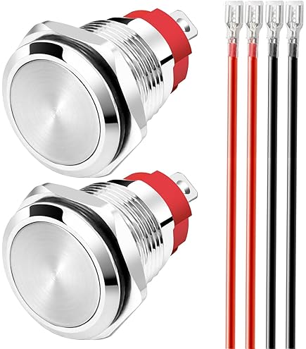 Momentdrucktaster 20A, 12–24V, Wasserdicht IP67 – Kurzer Typ Mit Roter LED, 4-polig, Ideal Für Boote, Wohnmobile & Fahrzeuge