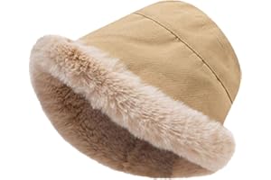 Rayson Chapeau Femme Hiver Chic et Chaud Couvrant Les Oreilles Retrousser Bord Doublé Polaire Bonnet Chapeau Femme Grand Décontracté