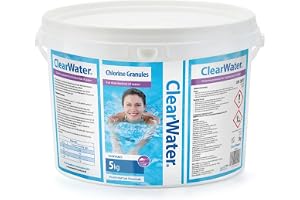 Clearwater Chlorine Granules for Hot Tub Spa and Swimming Pool Water Treatment for Rapid Disinfecting and Cleaning, Pail, 5 k