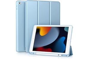 ‎VOBAFE Vobafe Schutzhülle kompatibel mit iPad 9./8./7. Generation, Modell 2021/2020/2019, Schutzhülle mit Stifthalter für iPad 10.2, automatische Standby-/Aufweckfunktion, Hellblau