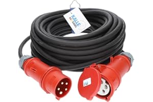 KALLE DAS KABEL CEE 400V Verlängerung Kraftstromkabel Starkstromkabel 32A H07RN-F 5G 6,0mm² mit Phasenwender 30 Meter