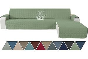 Ystyle Copridivano Impermeabile con Penisola 4 Posti (L 280 CM), Copridivano Angolare Destra/Sinistra Universale Reversibile, Copridivano Chaise longue Antigraffio Antimacchia, Verde Menta