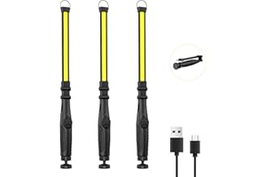 highsam Lampada da Lavoro, Torcia Led Ricaricabile con Base Magnetica e Gancio, Dimmerabile Lampada Officina, COB Lampade di Lspezione per Riparazione Auto, Garage, Campeggio, Emergenza(3 pezzi)