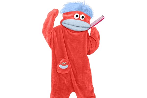 Silly Wearable Onesie, Big Mouth Monster for vuxna, Cute Funny Hooded, Mysig ultramjuk plysch One-Piece Loungewear(Red,X-Large)