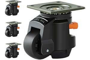 VEVOR Ruote Girevoli per Mobili Set di 4 Ruote Livellanti per Carichi Pesanti Capacità di Carico Max. 1000 kg Diametro 63,5 mm, Ruote Girevoli Regolabili con Piedini per Mobili Banco di Lavoro 4 Pezzi