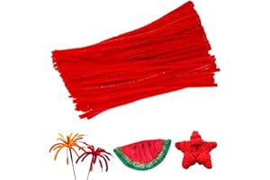 MOCASTLE 100 PCS Pipe Cleaners for Craft, Red 30cm Long, Flexible Pipe Cleaners for DIY Arts and Crafts Project, Plush Wire Bending Handcraft Decoration