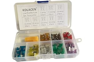 KOLACEN Auto Truck Low-Profile Mini Blade Typ Sicherung Assorted Kit 5 7,5 10 15 20 25 30 35Amp + Sicherung Puller (81 Stück)