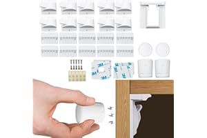 ROTOPATA Kindersicherung Schrank Schubladensicherung für Kinder & Baby Magnetisches Schubladen Schrankschloss, Kleben oder Schrauben Zwei Installationsmethoden (10 Schlösser & 2 Schlüssel)
