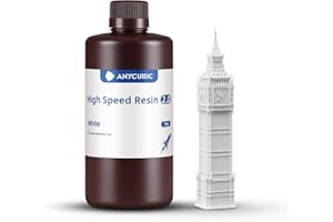 ANYCUBIC Résine Haute Vitesse 2.0 pour Imprimante 3D, Résine 3D Haute Activité, Faible Viscosité, Impression Ultra-Rapide avec l'imprimante 3D Anycubic Photon Mono M7 Pro(170 mm/h), Blanc, 1kg