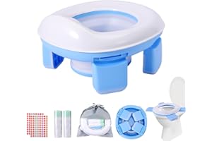 Orinal Portátil Infantil 3 en 1, Asiento Inodoro Plegable para Niños y Bebés, WC Seguro y Fácil de Limpiar, Bolsas Desechables Incluidas, Ideal para Viajes, Casa