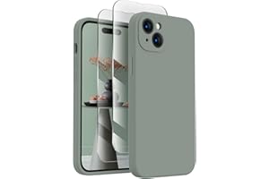 FireNova Designed for iPhone 15 Case, Silicone Upgraded [Camera Protection] Phone Case with [2 Screen Protectors], Soft Anti-Scratch Microfiber Lining Inside, 6.1 inch, Calke Green