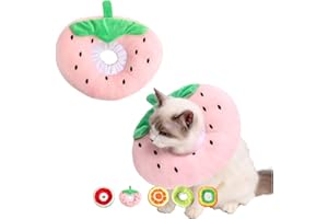Siribelle Collerette Chien Chat Collier Récupération Colerette Chiot Anti Lechage Anti-Morsure Protection Ajustable Lavable Comfy Cone Fraises M