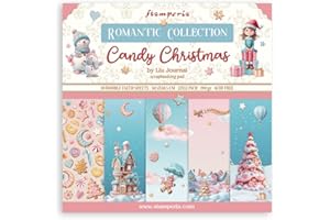 Stamperia - Scrapbook Paper Pad for Scrapbooking, Albums, Card Making, Bullet Journalling and More, Acid Free, Double-Sided, Perfect for Hobbies, Crafts, and Gifting (Candy Christmas) (30.5 x 30.5cm)